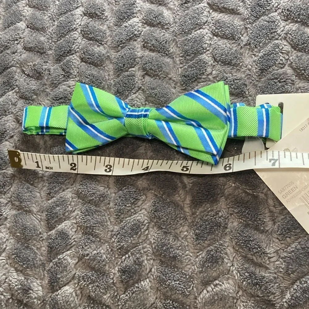 NWT (2) IZOD Green/ Blue Striped & Blue/ White Bow tie prom formal